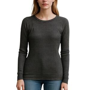 J. Crew Wool Alpaca Blend Sweater Gray Striped Knit Pullover 34708 Size XS